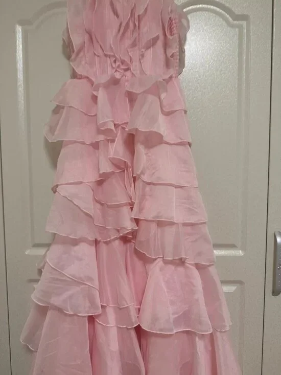 Soft Pink Tiered Ruffle Halter Maxi Gown-aje-size(AU6/US4/M) - Picture 8 of 11
